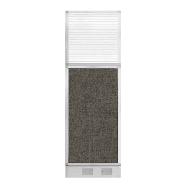 Hush Panel Cubicle Partition 2' x 6' W/ Window Mocha Fabric Clear Fluted Window W/ Cable Channel
